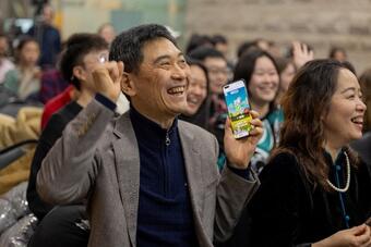 Visiting family members join in on the fun.